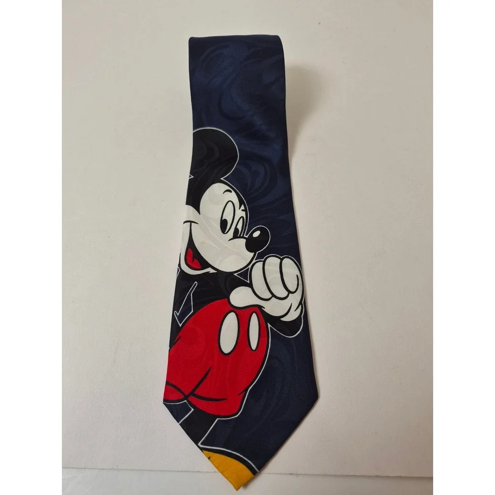 Vtg Disney Mickey Unlimited Navy Blue Mickey Mouse Graphic Necktie Balancine Inc